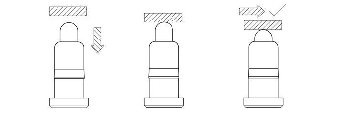 垂直下壓時(shí)，工件和彈簧針接觸